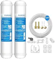 Inline Water Filter for Refrigerator and Ice Maker(2 Pack),1/4" Push Connect Post Carbon Filter Replacement for Reverse Osmosis Water System,Include 1/4" Water Line and Quick Connect Fittings