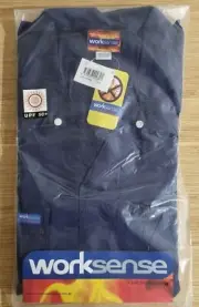 WORKSENSE Combination Overalls, Fire Retardant, Size 92S, Navy, Non-Reflective