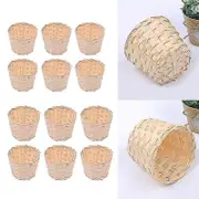 6pcs Flower Basket Bamboo Storage Basket Organizer Oven Storage Decorative Sundries Container Organizer Home Storage Supplies