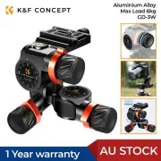 K&F Concept 3-Way Geared Camera Tripod Head GW-3D Aluminum 1/4" Top for DSLR Hot