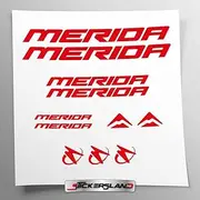 Sticker Set Compatible with Frame MTB Mountain Bike and Helmet | Decals Sticker for Bicycle Lettering Logos | Stickersland® - Merid (Red Glossy)
