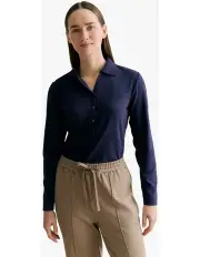 [Trenery] Modal Cotton Half Placket Polo in Navy