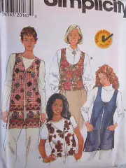 7601 Simplicity Pattern Misses Lined Vests XS-XL FF
