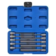 10PCS 3/8" Drive Long Hex Bit Socket Set, CR-V, S2 Steel, SAE, Length 5.9-Inc...