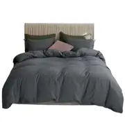 Dark Grey Luxury Quilt Doona Duvet Cover And Pillowcases Set Reversible Bedding
