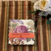 NIP MacKenzie Childs white flower market cork coaster #32633 set of 4 cottage