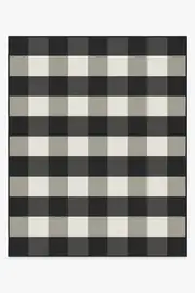 245' x 305' | Machine Washable Runner Rug | Kid & Pet Friendly | Indoor Rug | Gingham Plaid Black & White Outdoor Rug | Ruggable