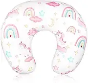 Pea Pod Nursing Pillow Cover Breastfeeding Pillow Slipcover for Moms Soft Breathable Organic Knit Fabric Newborn Infant Feeding Pillow Covers for Baby Girl Boy, Rainbow & Unicorn