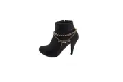 Women Gold Metal Chain Boot Bracelet Shoe Native Style Feather Charm Anklet Bead