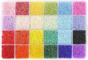 Quefe 26400pcs Rainbow 2mm Round Glass Seed Beads Kit with 24 Colors, 1100pcs per Color, Plastic Storage Box for Jewelry Making