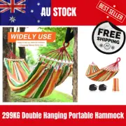 Outdoor Double Hammock Bed Swinging Camping Hanging Tree Strap Hook 299KG