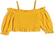 [Koton] Girls' Crop Shoulder Off Strappy Gimped Short Sleeve Blouse