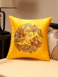 在飛比找松果購物優惠-古典黃緞新中式抱枕靠墊喚醒紅木傢俱靈魂搭配床頭靠包更舒適 (
