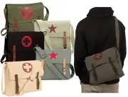 Vintage Canvas Messenger Bags - Stylish Medic Shoulder Bags w/ Leather Straps