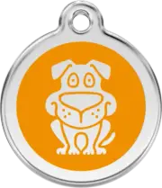 Red Dingo Enamel Dog Tag - Orange - Lifetime Guarantee - Cat, Dog, Pet ID Tag En