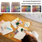 20 Colors Shine Watercolor Painting Pigments Set Pearlescent_Solid Pigment