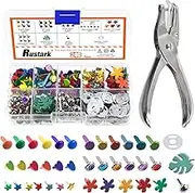 240Pcs 9 Styles Multicolor Split Pins Paper Fasteners Brads Assortment Kit with Washer and Hole Punch, Metal Brad Fastener Mini Brad for Scrapbooking Decorative Paper Crafts School DIY Project