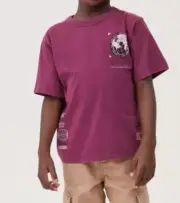 Cotton:On Kids Toddler Short Sleeve Tee World Globe T-Shirt Berry Size 3 NEW
