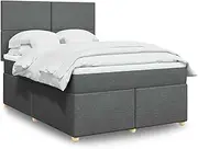 Bed Furniture Box Spring Bed with Mattress Dark Grey Queen Fabric