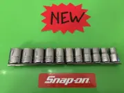 snap-on tools 1/2" drive socket set metric shallow 6 point chrome new USA made