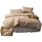 Simple Solid Color Cream Color Mild Cotton Twill 3/4Pcs Large BedSheet Bedspread