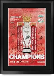 HWC Trading FR A3 Liverpool Premier League Champions 19-20 Programme Printed Memorabilia Signed Autograph Poster for Football Fans and Supporters - A3 Framed