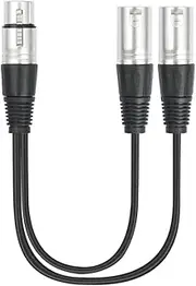 Ysyaxsyt 30Cm 3 Pin XLR Female to Double Male Y Splitter Cable,Microphone Splitter Cord Audio Adaptor