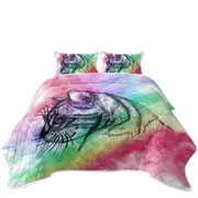 Art Cat Drawing over Rainbow Fog Coverlet