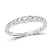 14k White Gold Round Diamond Stackable Band Ring 1/3 Cttw