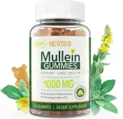 Mullein Leaf Extract 1000mg Lung Cleanse Immune Support Gummies with Quercetin
