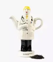 British Doctor Female 2 Cup Porcelain Teapot Made in UK Decorative Collectible