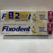 2 Pack - Fixodent Pure Strength Secure Denture Adhesive Cream for Full/Partials