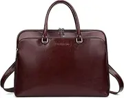 Genuine Leather Laptop Briefcase Top-Handle Bag Teacher Crossbody Purse for Men and Women Handbags Work Office