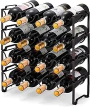 Simple Trending 4-Tier Stackable Wine Rack, Standing Bottles Holder Organizer, Wine Storage Shelf, Towel Rack for Kitchen Pantry Cabinet, Hold 16 Bottles, Bronze