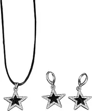[Ouxuefen] Necklace Earring,Fashionable Ear Hooks and Necklace Set Alternative Star Necklace and Earring Gothic Jewelry Set for Fashion Enthusiasts