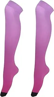 [Joitme] Pink Red Gradient High Thigh Stockings for Women, Soft and Lightweight, over the Knee Socks for Women, Pink Red Gradient
