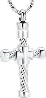 KETIME Gold Stainless Steel Cross Pendant Cremation Urn Human Necklace Memorial Urn Jewelry Loved One's Urn