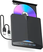 External CD DVD Drive Player Burner Writer for Laptop Desktop, 7 in1 External CD DVD Drive USB 3.0, DVD & CD-ROM +/-RW Disc Drive Player