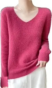 [Hamthuit] Women Wool Sweater Women O-Neck Long Sleeve Pullover Solid Color Knitwear Sweater