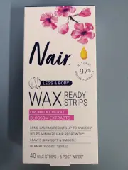 6 PACK Nair Hair Remover Wax Ready-Strips, 40 Wax Strips + 6 Post Wipes