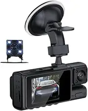 3 Cameras Dash Cam Parking ing Clear Car Rearview Mirror Car Video Recording Camcorder Wide Angle Car Camera Recorder Interconnection Auto Safe Driving Recorder Black