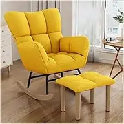 YTTSXAD Modern Gray Tufted Rocking Nursery Glider Chair with Foot Stool High Wingback Recliner for Living Room/Bedroom