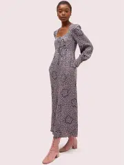 flair flora crepe midi dress