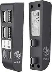 JOYSOG PS5 Slim USB Port Expander, 6 in 1 Multiple USB Hubub for PS5 Slim Console Data Transfer Port + Type-C Ports + USB Charging Port Expansion Hub (Black)