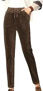 [Generic] Women's Spring Winter Warm Thick Corduroy Harem Pants Drawstring Elastic High Waist Pantalones Athletic Sweatpants
