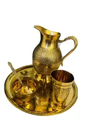 vintage brass Set Comes With BrassJug, Brass Glass, Brass Bowl, Spoon And Plate