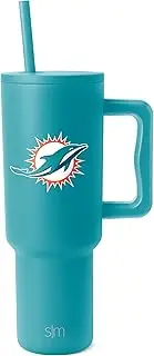 Simple Modern Officially Licensed NFL Miami Dolphins 40oz Tumbler with Handle and Straw Lid | Football Insulated Cup Stainless Steel | Gifts for Men, Women | Trek Collection | Miami Dolphins
