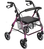 Walker for Seniors Rollator Aluminum Mobility Walking Aid 丨Lightweight Folding Rollator Walking Frame 丨Double Brake with Seat and Bag丨 Height Adjustable Elderly Walker Little Surprise