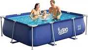 Sunrio Metal Pro 8'3" X 5' X 26" Rectangle Pool Durable Steel Frame Above Ground Pool for Outdoor Backyard Swimming Pool Suitable Friends Family Adults Kids