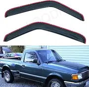 Set of 2 In-Channel Front Doors Smoke Sun/Rain Guard Wind Deflector Tape-On Acrylic Window Visors Compatible With 93-11 Ranger 94-10 B2300/B2500/B3000/B4000 Regular & Extended Cab
